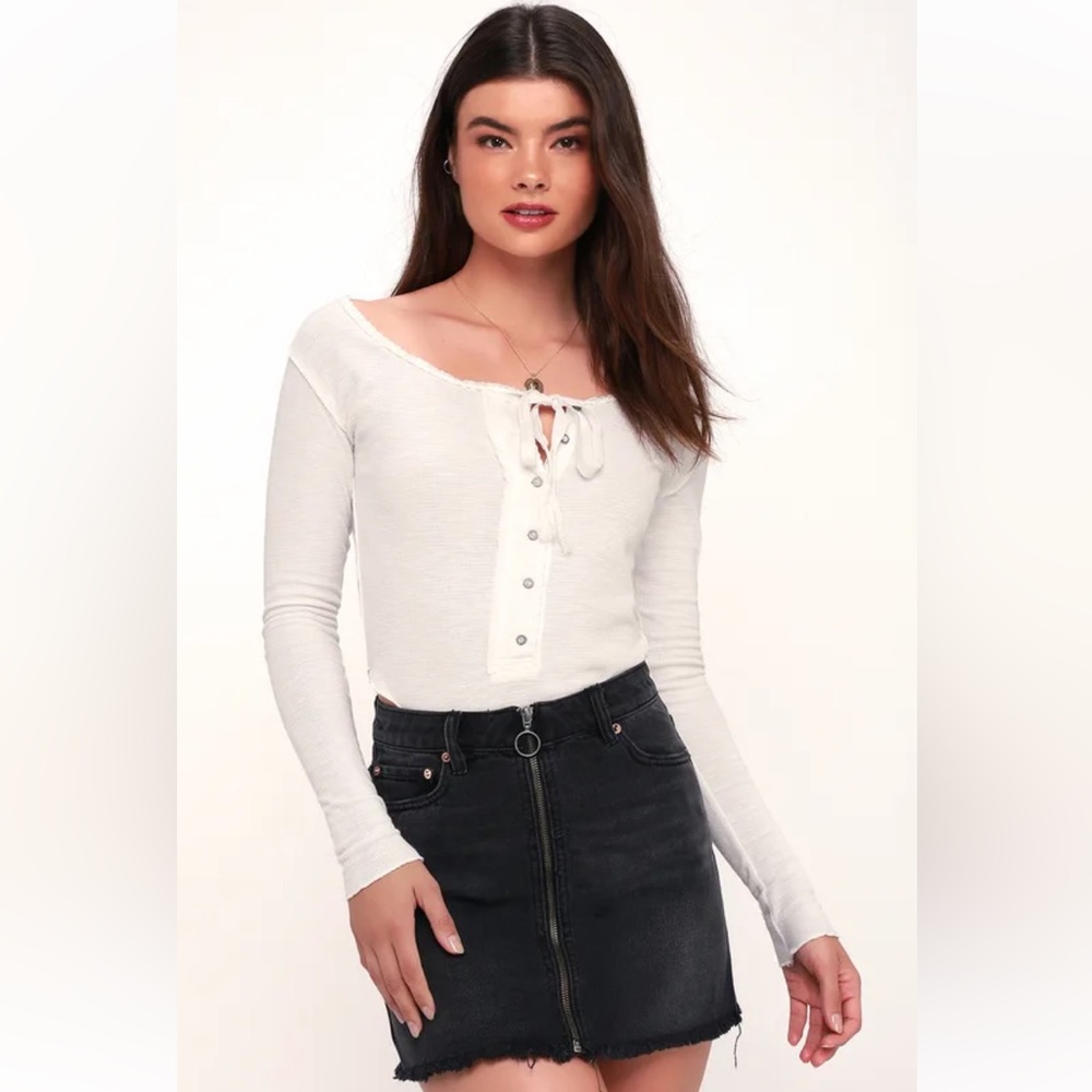 Free People We The Free Zip Up Denim Mini Skirt NWT size 27